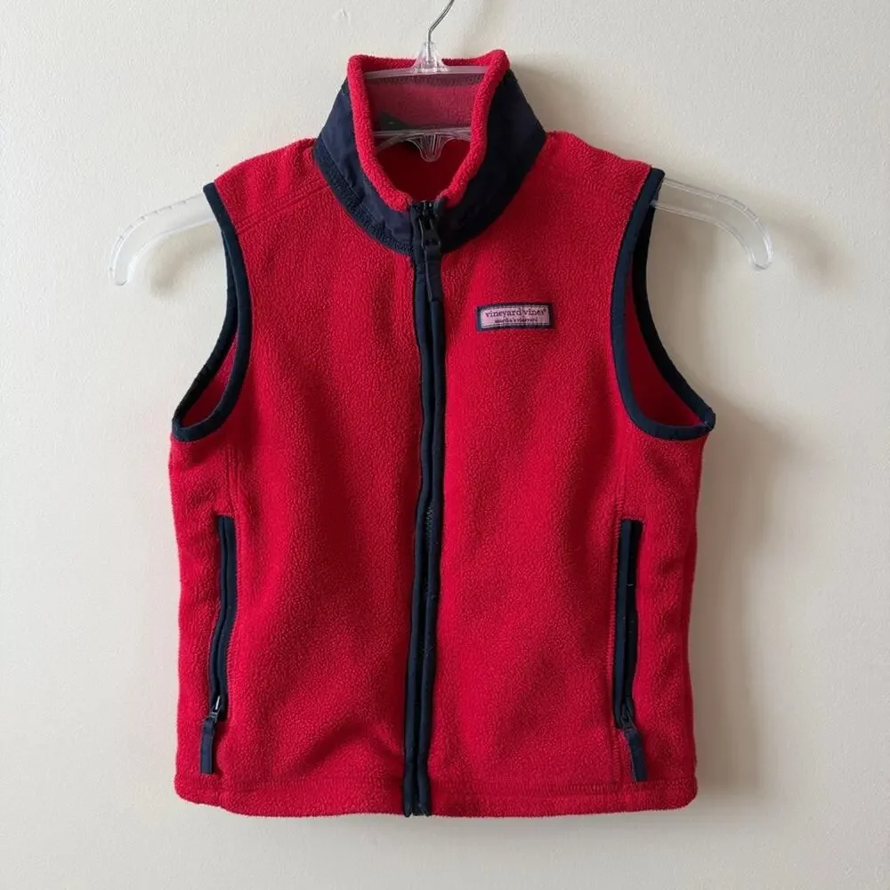 Vineyard Vines Fleece Vest Red and Blue Boys Size 6